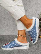Snowman Print Flat Slippers Faux Fur (4)