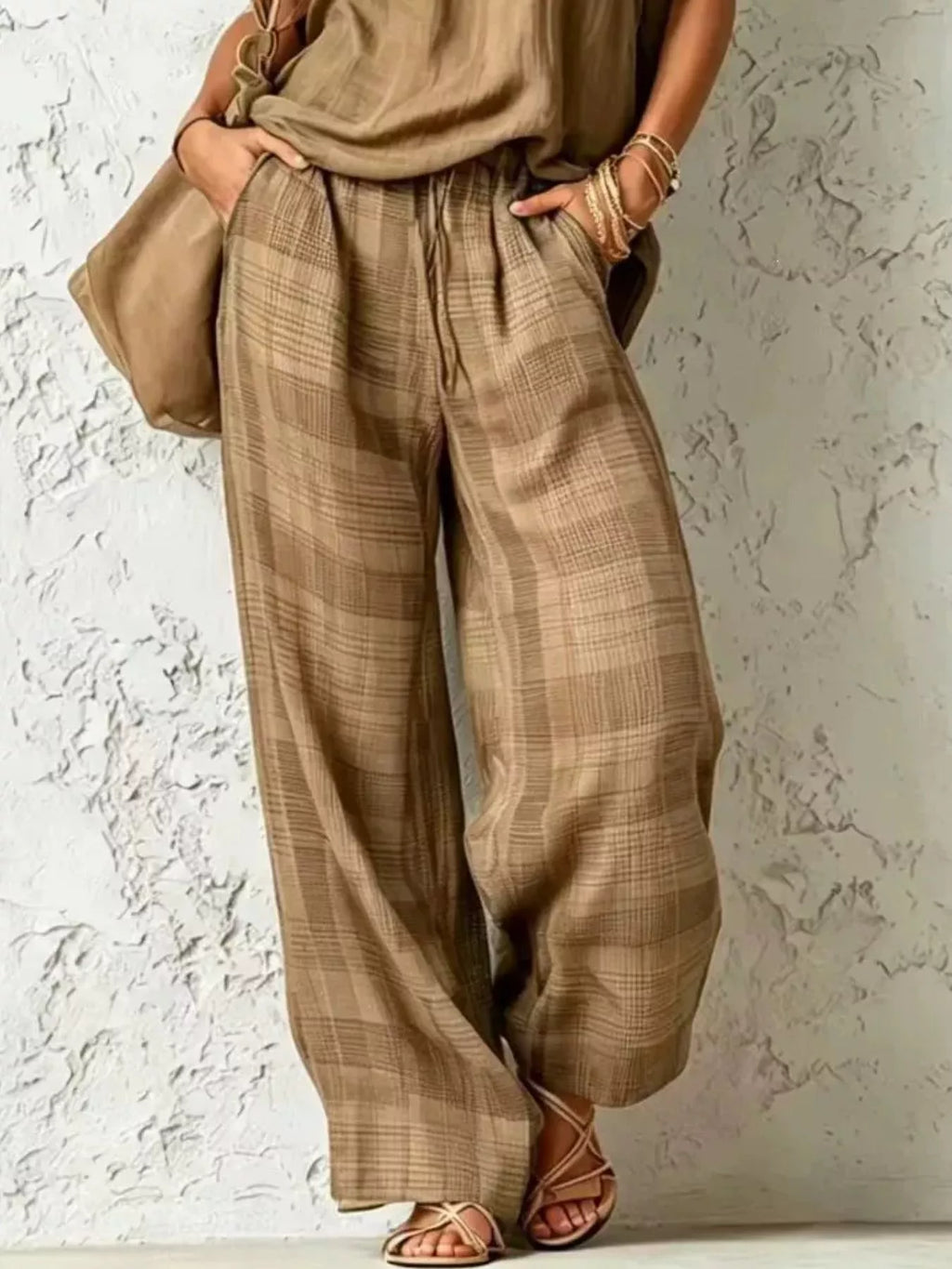 Plaid Wide-leg Two-piece Set (7)