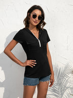 Half-zip Short Sleeve Hooded Top (11)