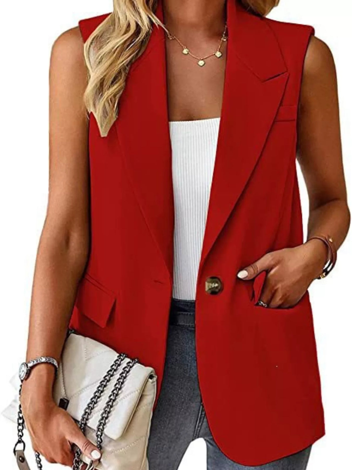 One Button Blazer Vest (7)