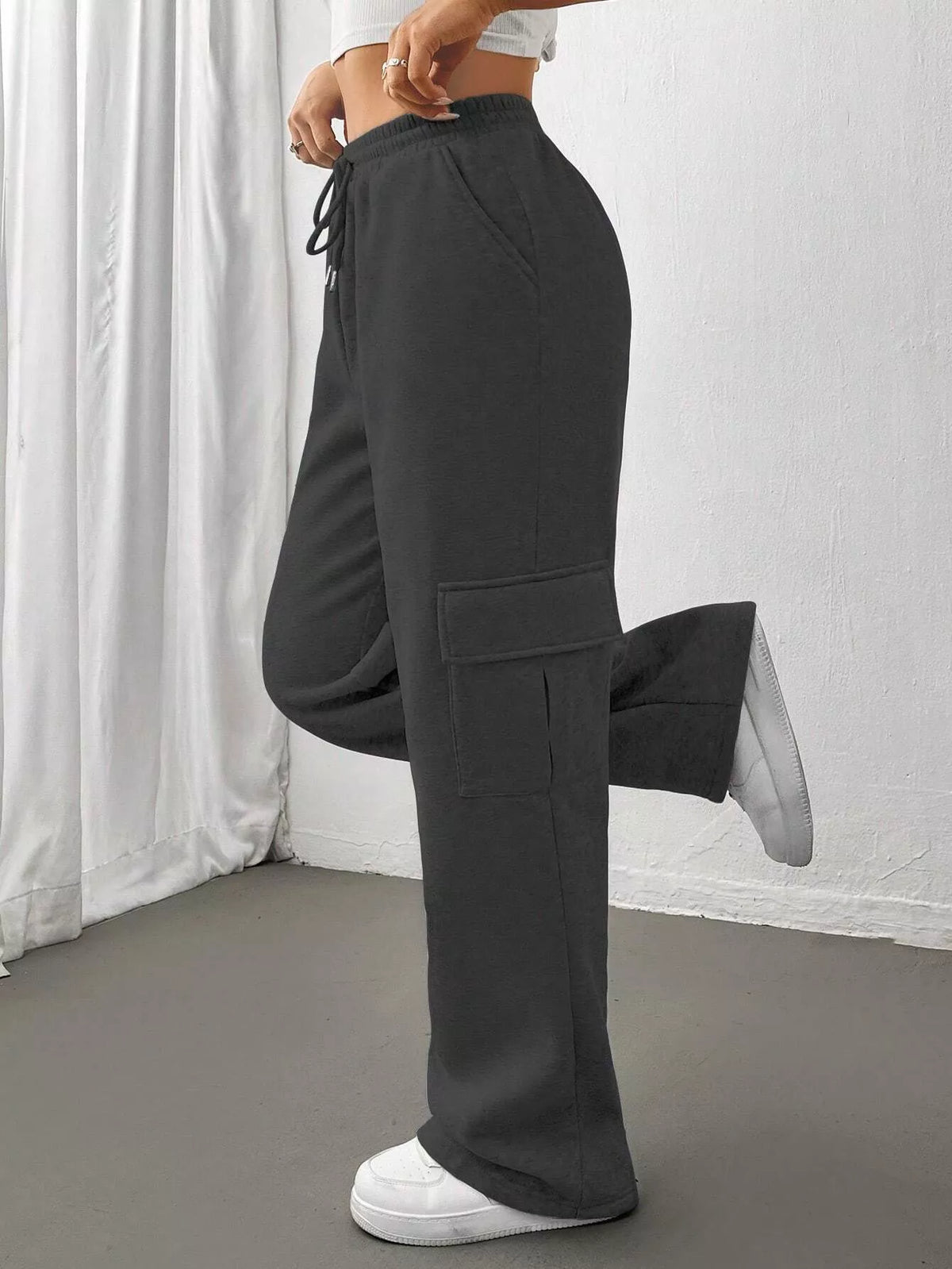 Relaxed Fit Pants Drawstring Waist (19)