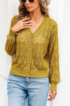 Openwork V-neck Cardigan (7)