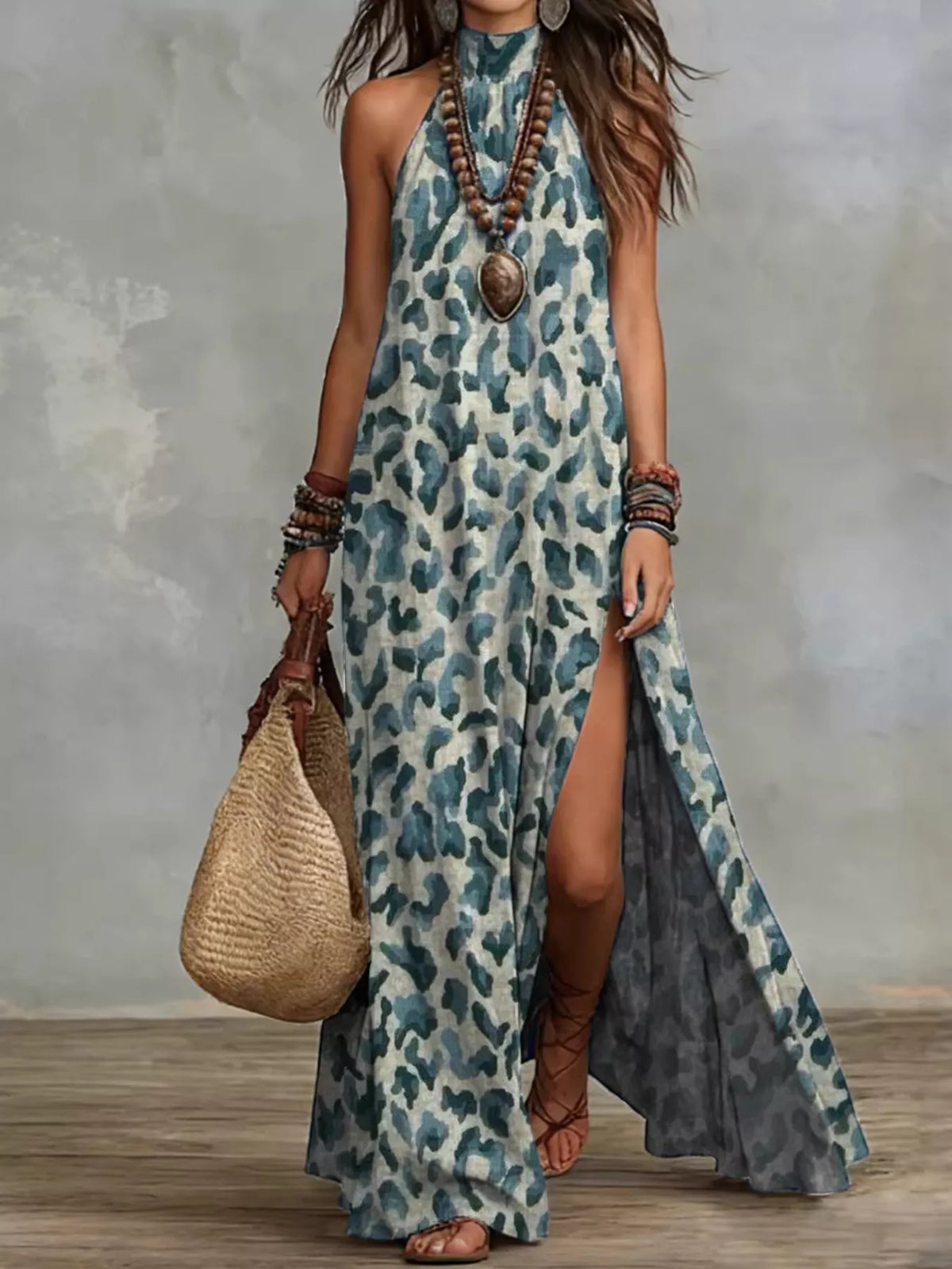 Printed Sleeveless Maxi Dress (3)