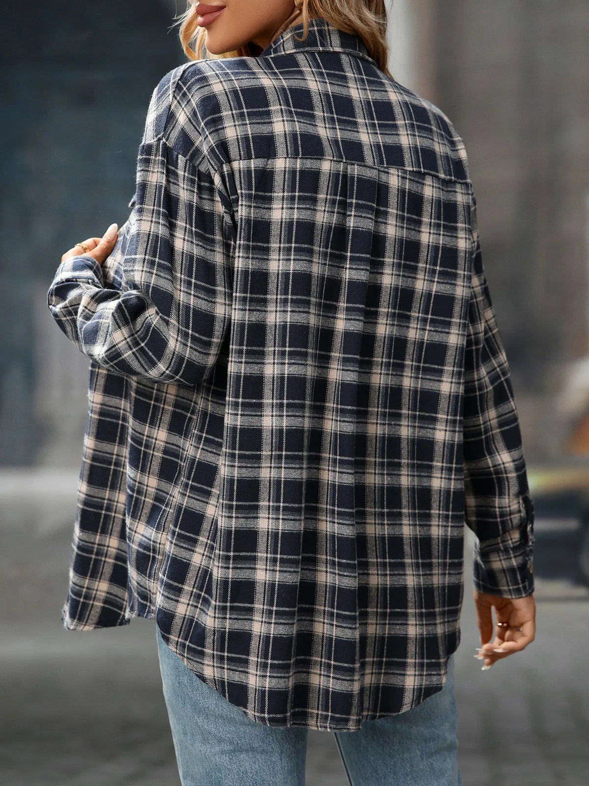 Plaid Button-down Oversized Shirt (16)