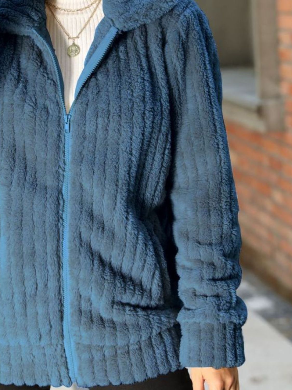 Zip-up Collared Ribbed Jacket (5)