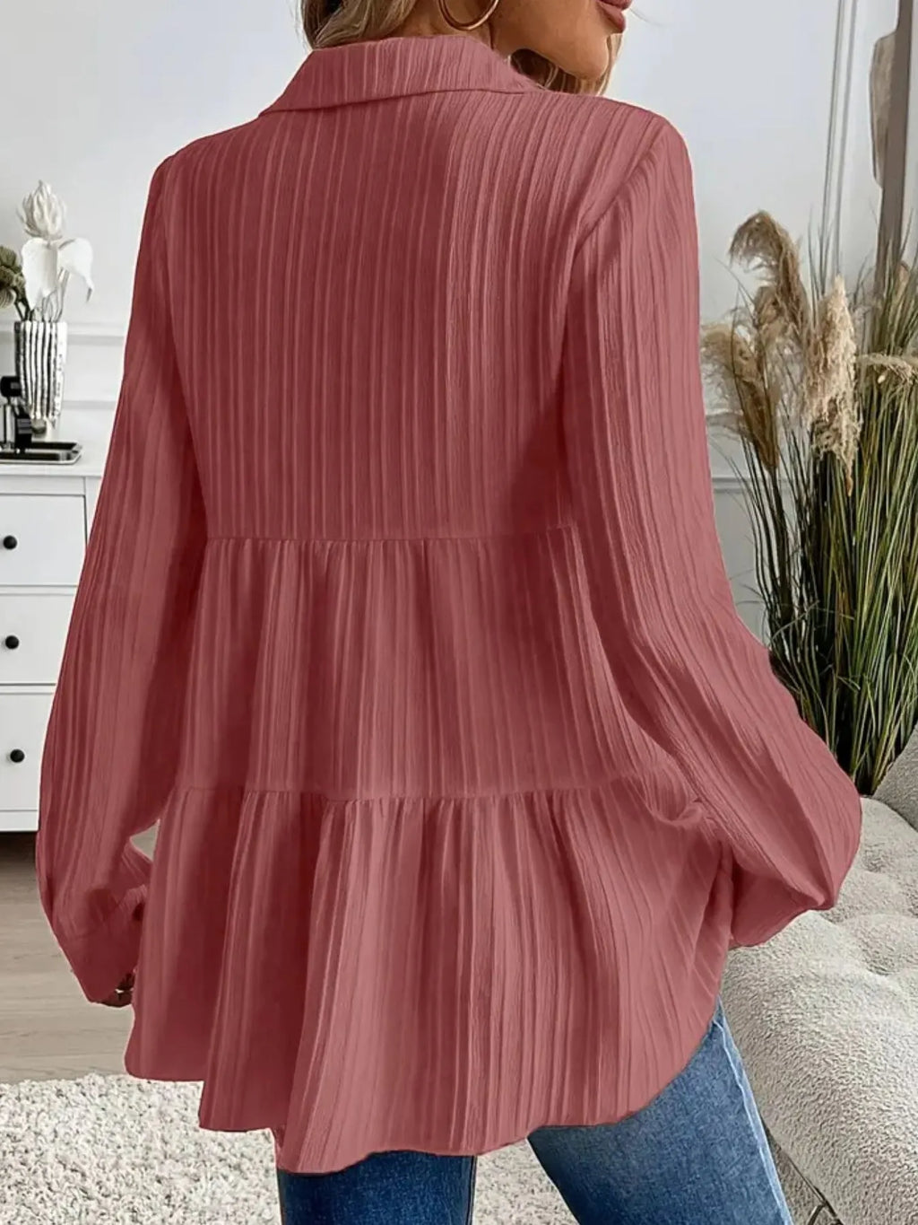 Striped Button-down Tiered Shirt (18)