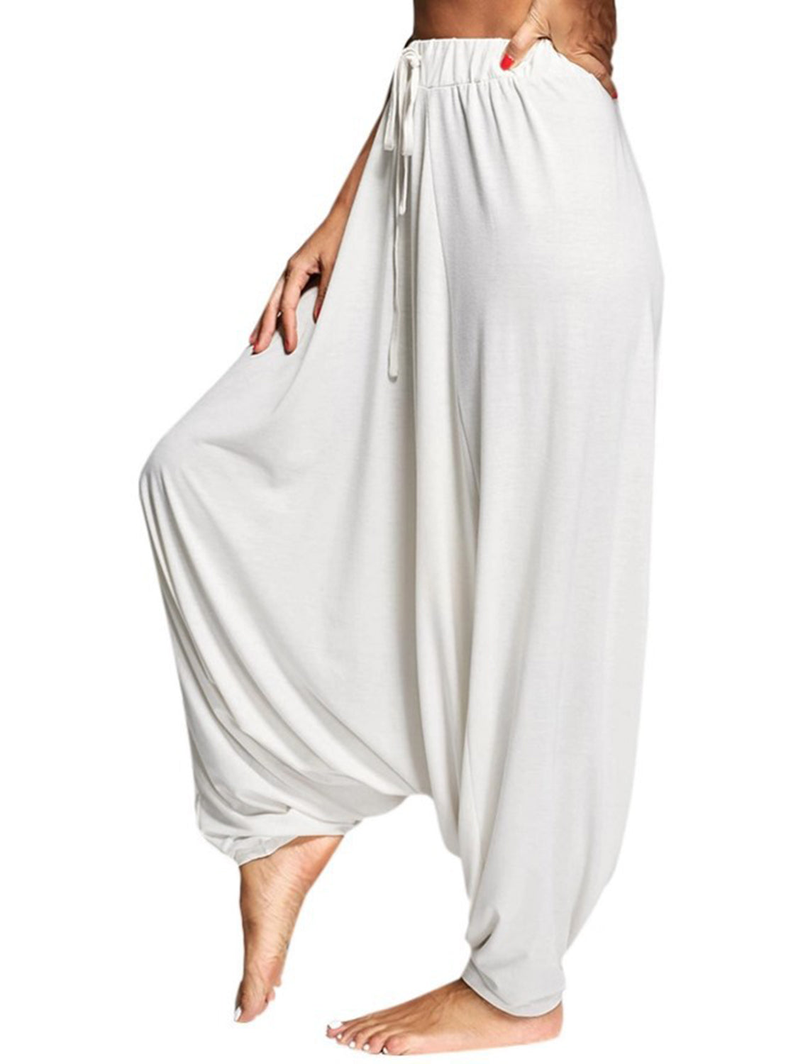 Tied Mid Waist Long Harem Pants (5)