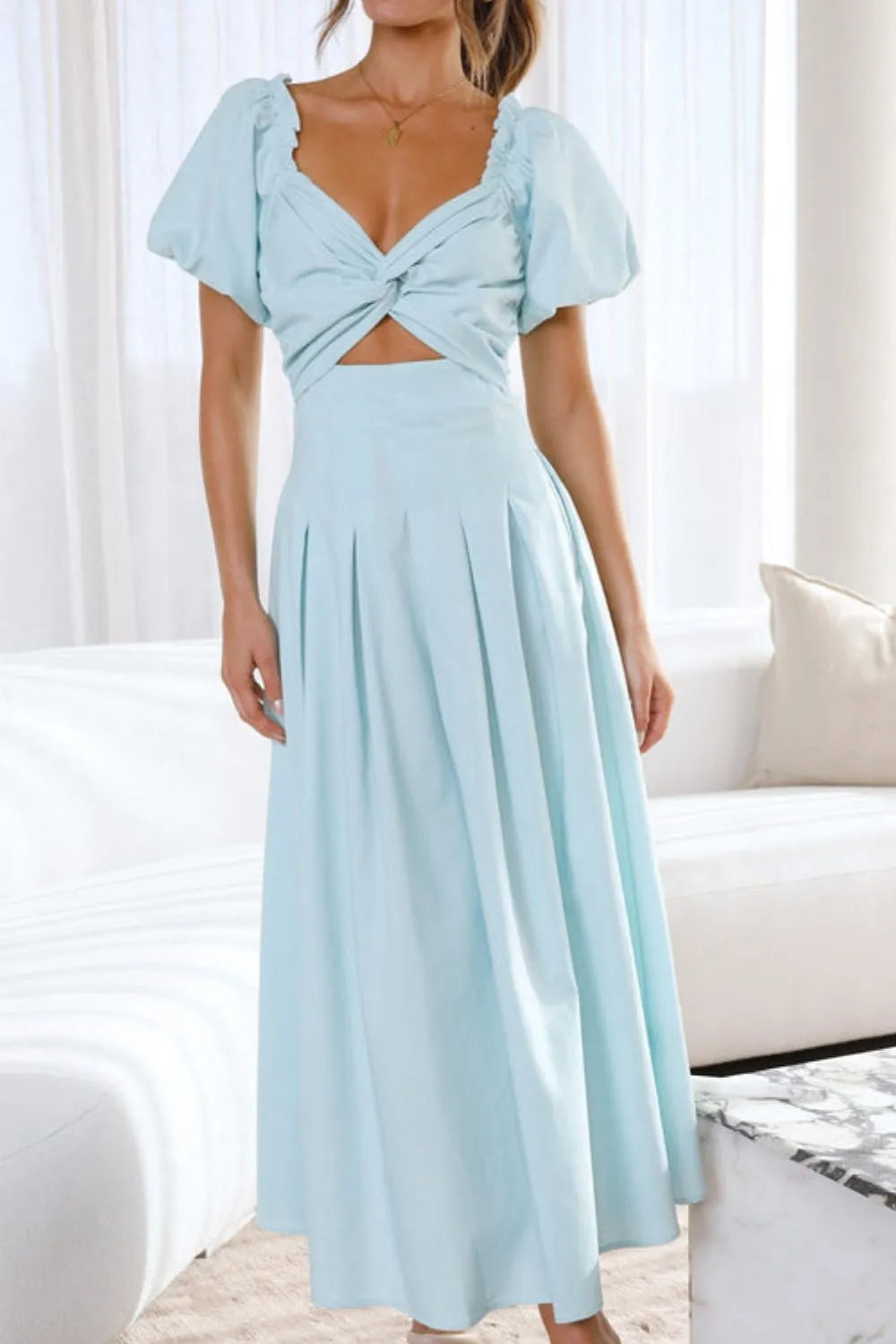 Sweetheart Neck Puff Sleeve Dress (26)