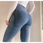 Cross Lace-up Waist-controlled Jeans on Both Sides photo 9