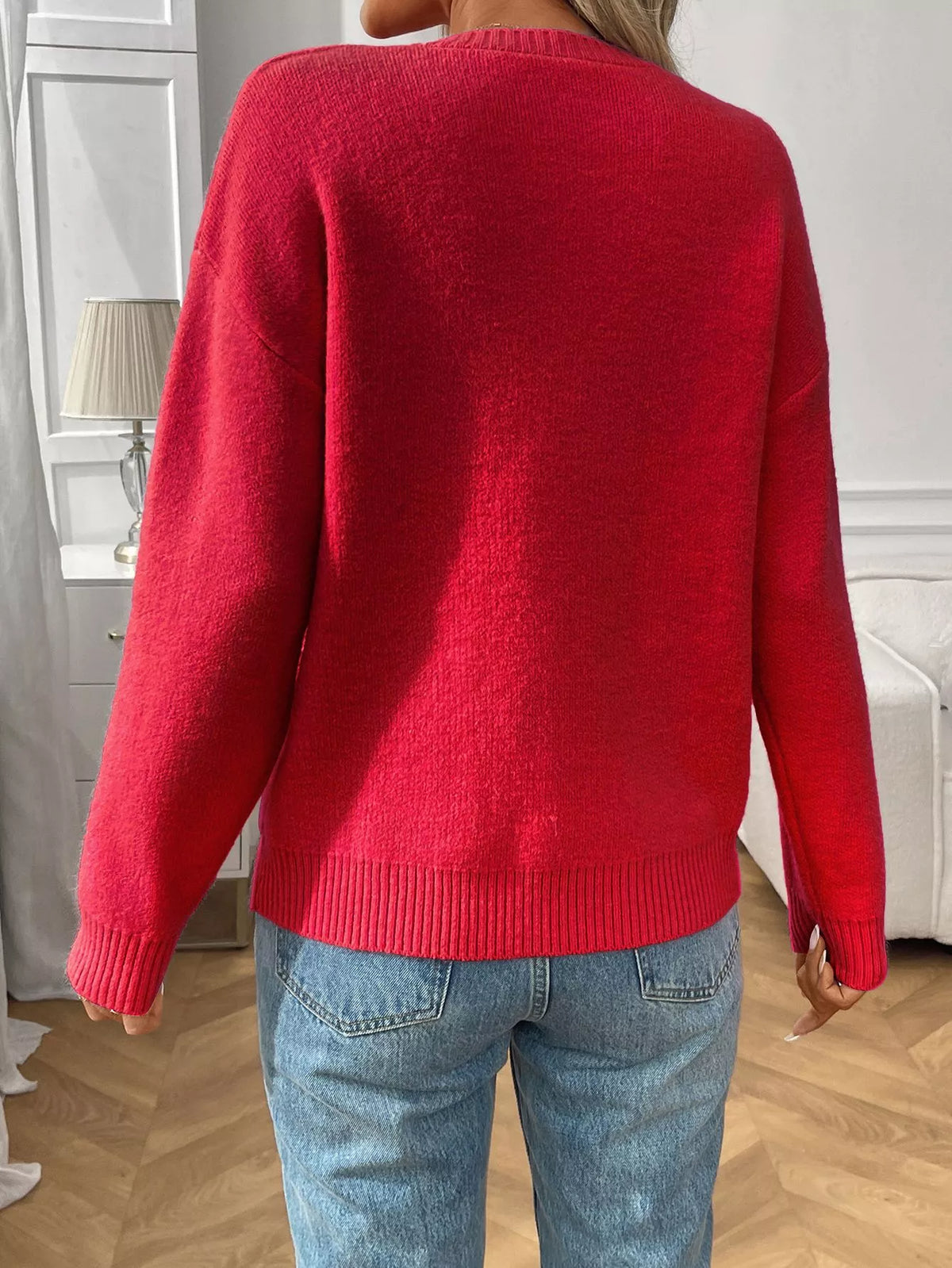 Bow Round Neck Long Sleeve Sweater (5)