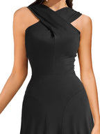 Crisscross Halter Neck A-line Midi Dress (6)