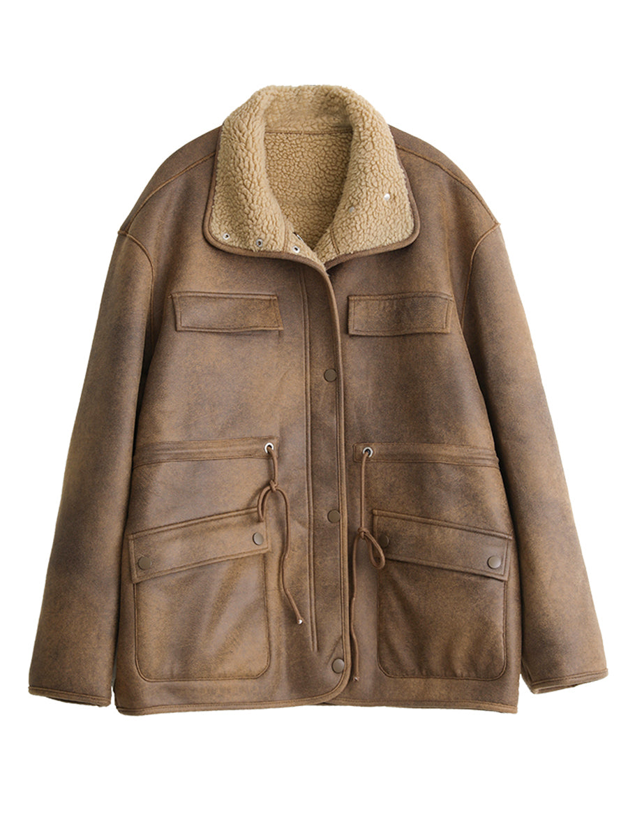 Motorcycle Clothing Suede Lamb Wool Reverse Coat photo 1