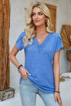 V-neck Petal Sleeve T-shirt (3)
