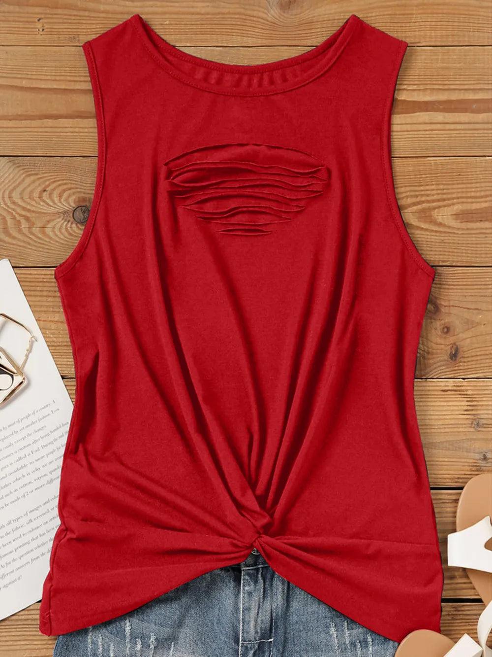 Cutout Twisted Round Neck Tank (9)