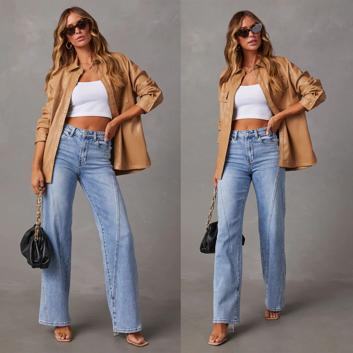 Casual Patchwork Wide Leg Jeans photo 4