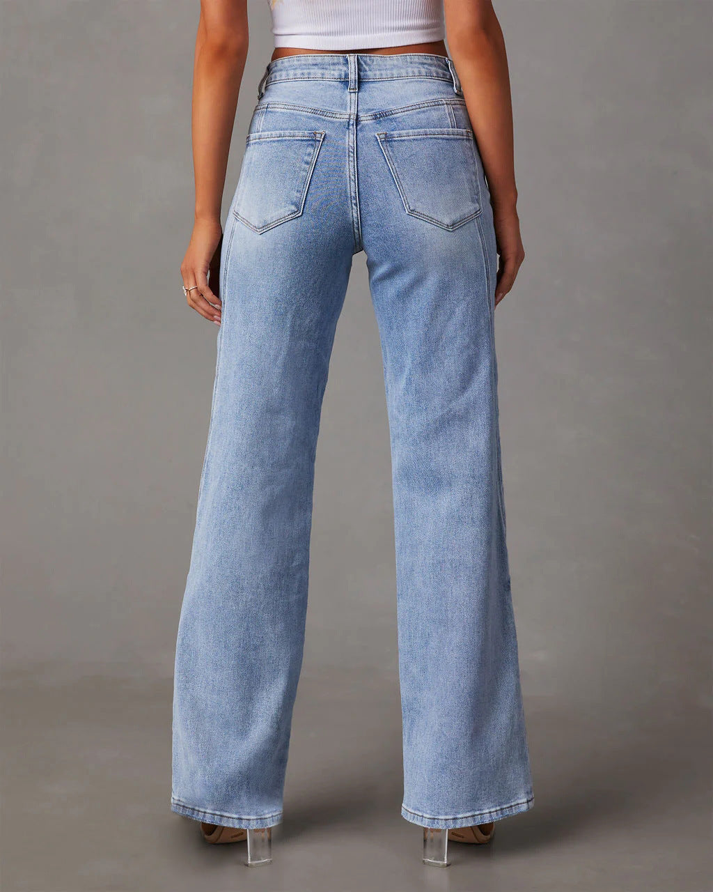 Casual Patchwork Wide Leg Jeans photo 9