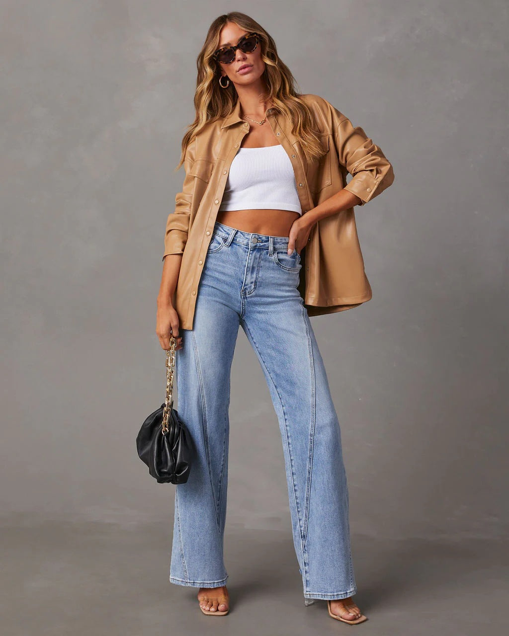 Casual Patchwork Wide Leg Jeans photo 10
