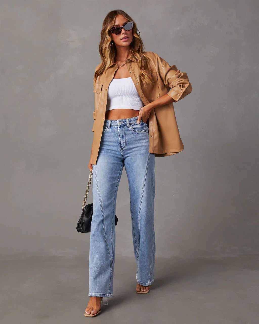 Casual Patchwork Wide Leg Jeans photo 2