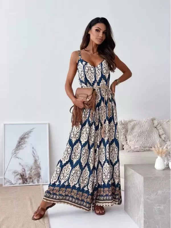 Printed Spaghetti Strap Wide-leg Jumpsuit (13)