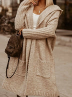 Full Size Hooded Knit Open Front Cardigan Plus (18)