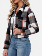 Plaid Button-front Cropped Jacket (35)