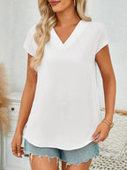V-neck Cap Sleeve Blouse (8)
