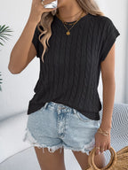 Cable-knit Round Neck Knit Top (14)
