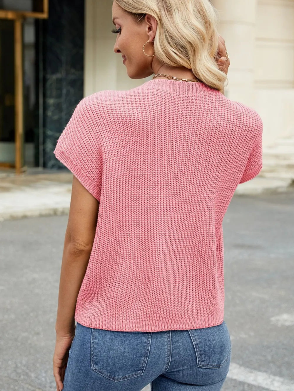 Round Neck Short Sleeve Sweater (22)