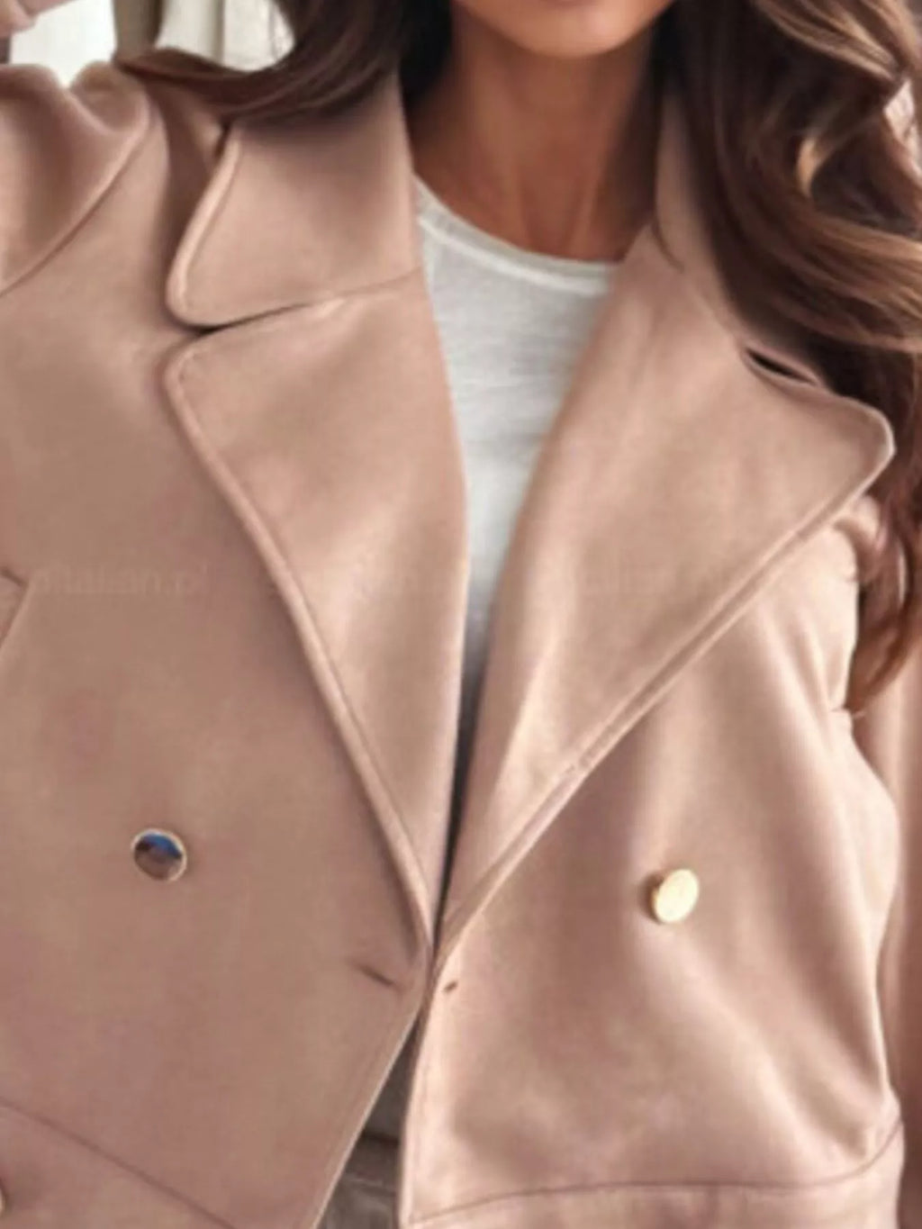 Double-breasted Lapel Collar Jacket (13)