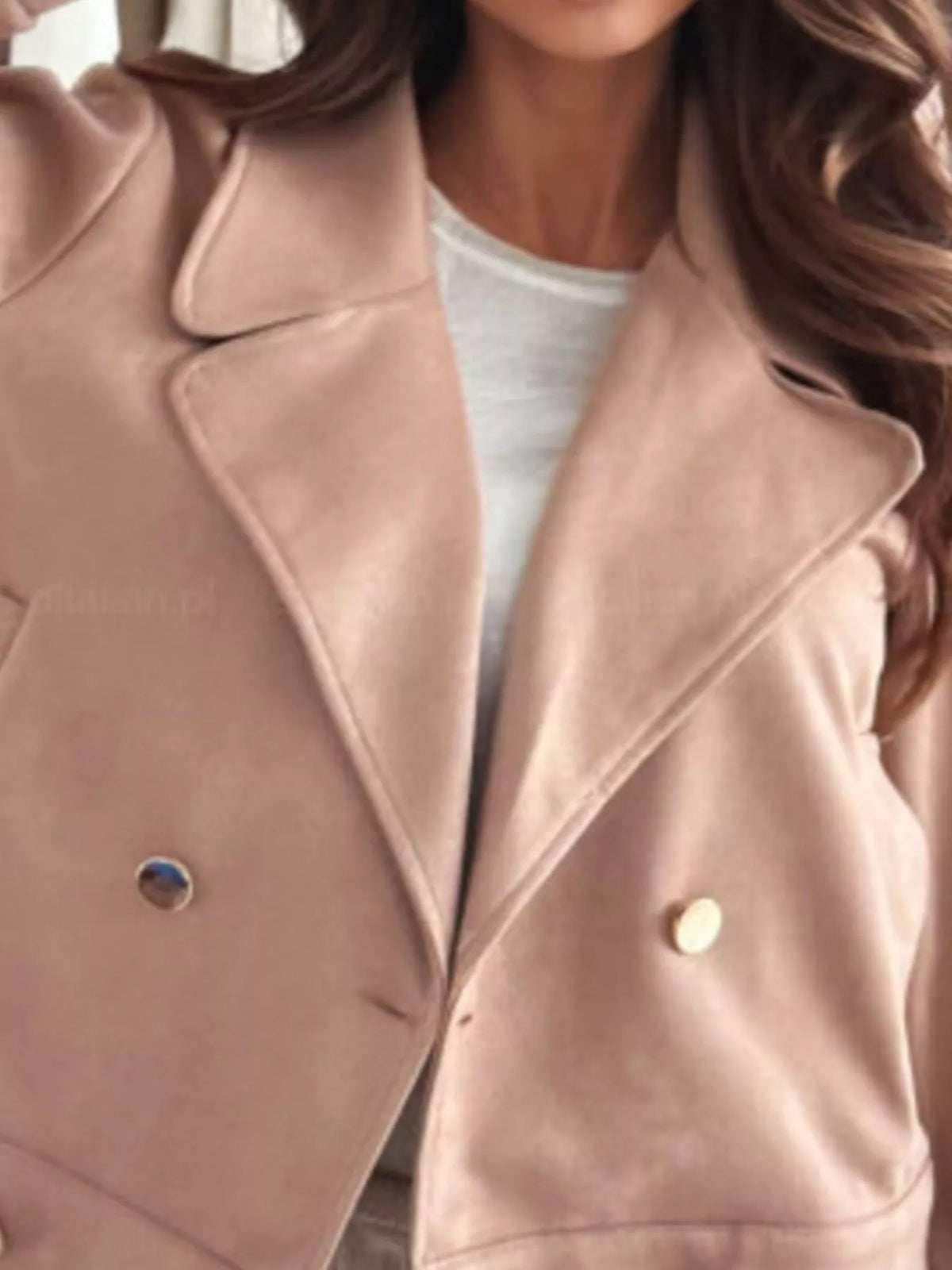 Double-breasted Lapel Collar Jacket (13)