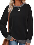 Contrast Trim Crew Neck Casual Sweatshirt