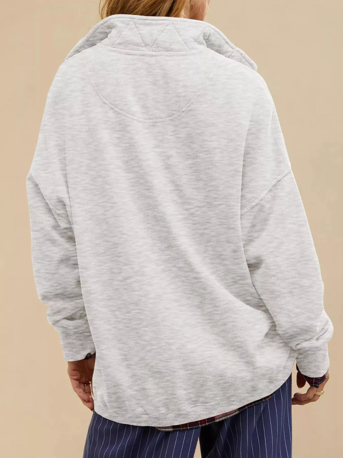 Half Snap Dropped Shoulder Sweatshirt (3)