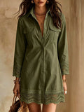 Button-down Shirt Dress Lace Trim