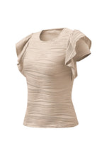 Textured Round Neck Cap Sleeve Top (29)