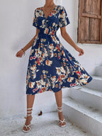 Printed Short Sleeve Midi Dress (24)