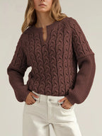Cable-knit Dropped Shoulder Sweater (2)
