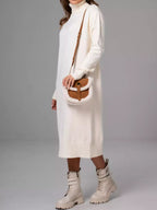 Turtleneck Ribbed Knit Sweater Dress (11)