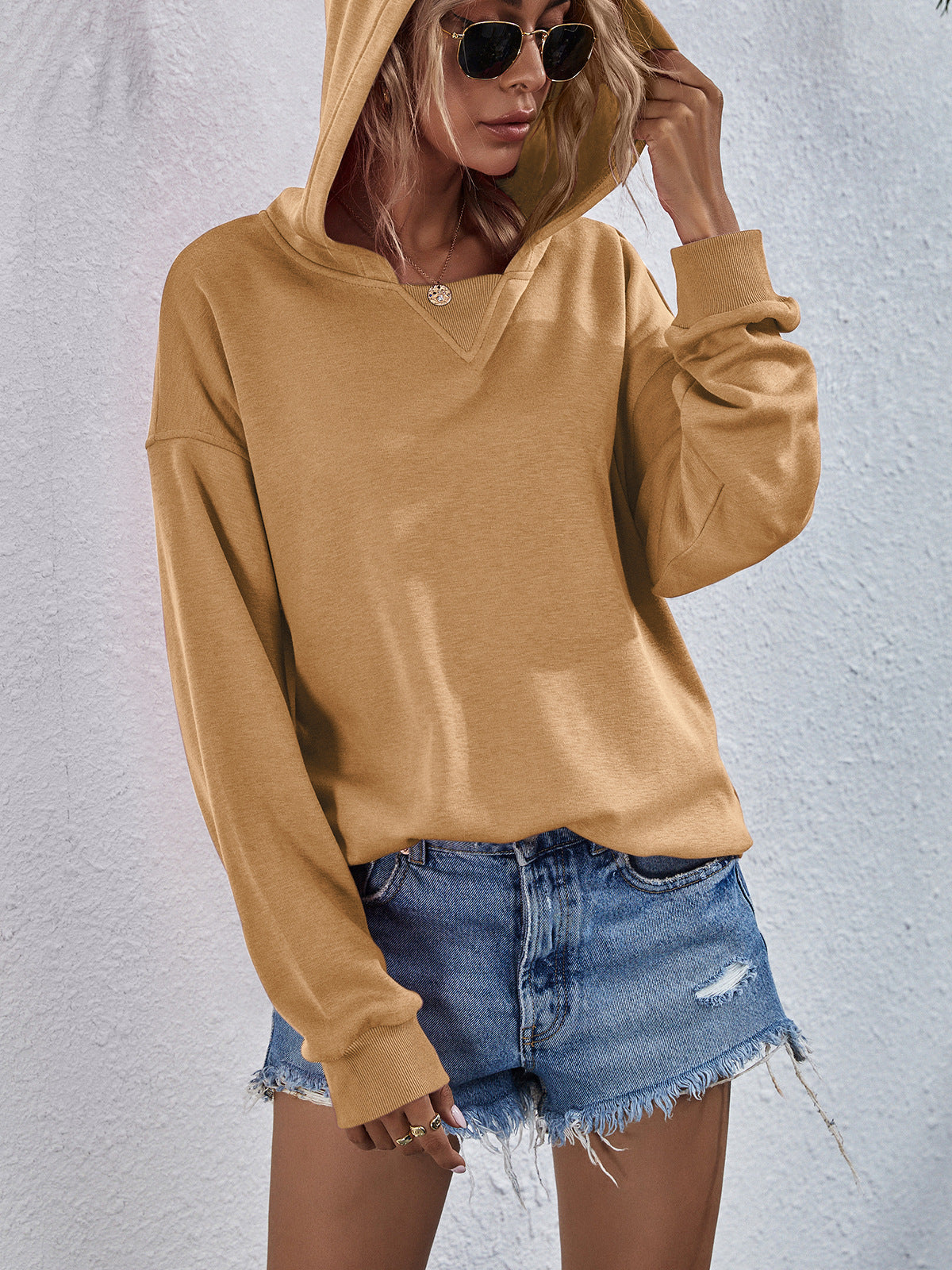 Dropped Shoulder Slit Hoodie (11)