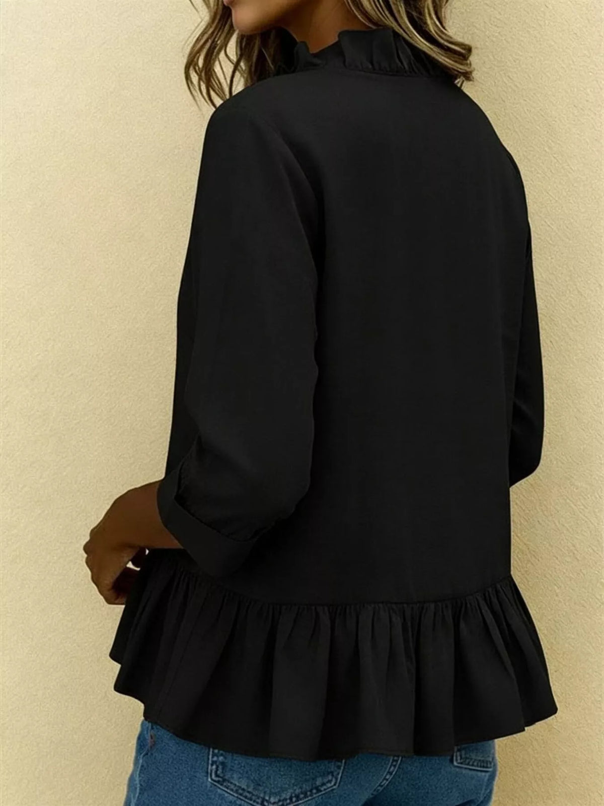 Full Size Ruffled V-neck Long Sleeve Blouse Plus (12)