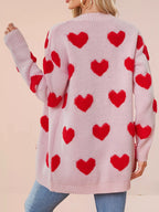 Heart Pattern Knit Button-up Cardigan (6)