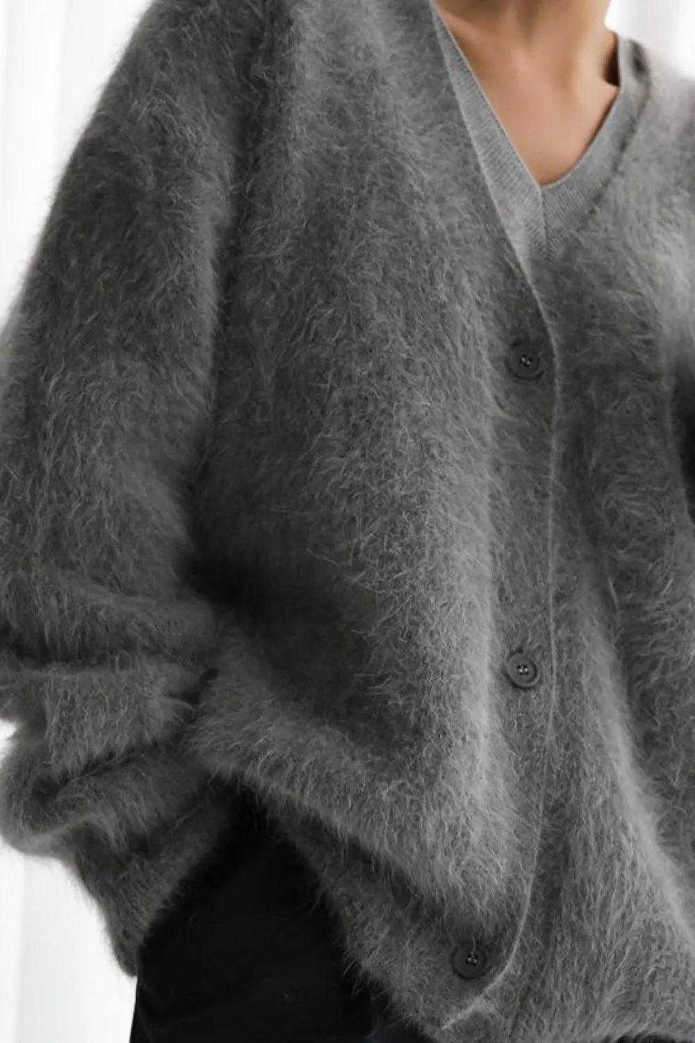Fuzzy Button Down Long Sleeve Cardigan (7)