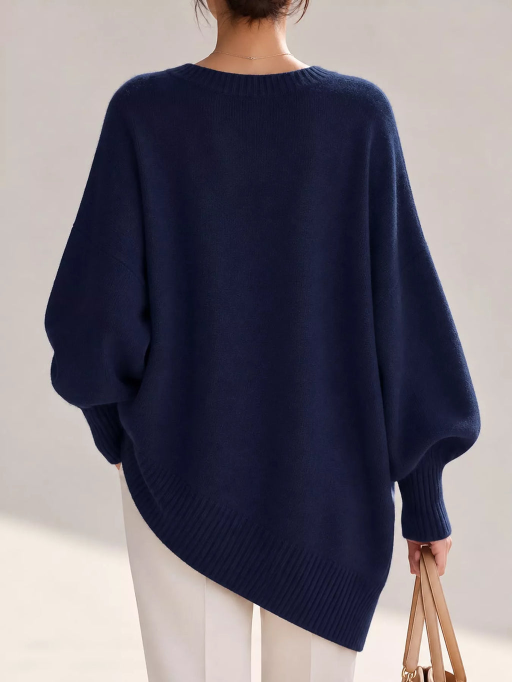 Full Size V-neck Oversized Batwing Sleeve Sweater Plus (18)