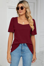 Square Neck Short Sleeve T-shirt (6)