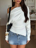 One Shoulder Long Sleeve T-shirt
