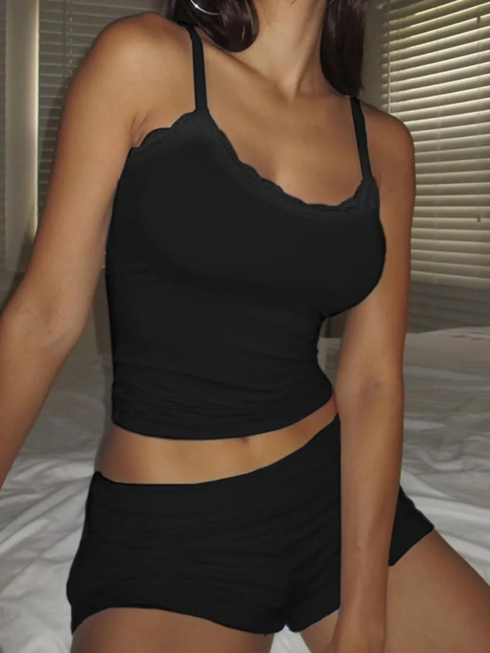 Lace Detail Scoop Neck Cami Shorts Set (10)