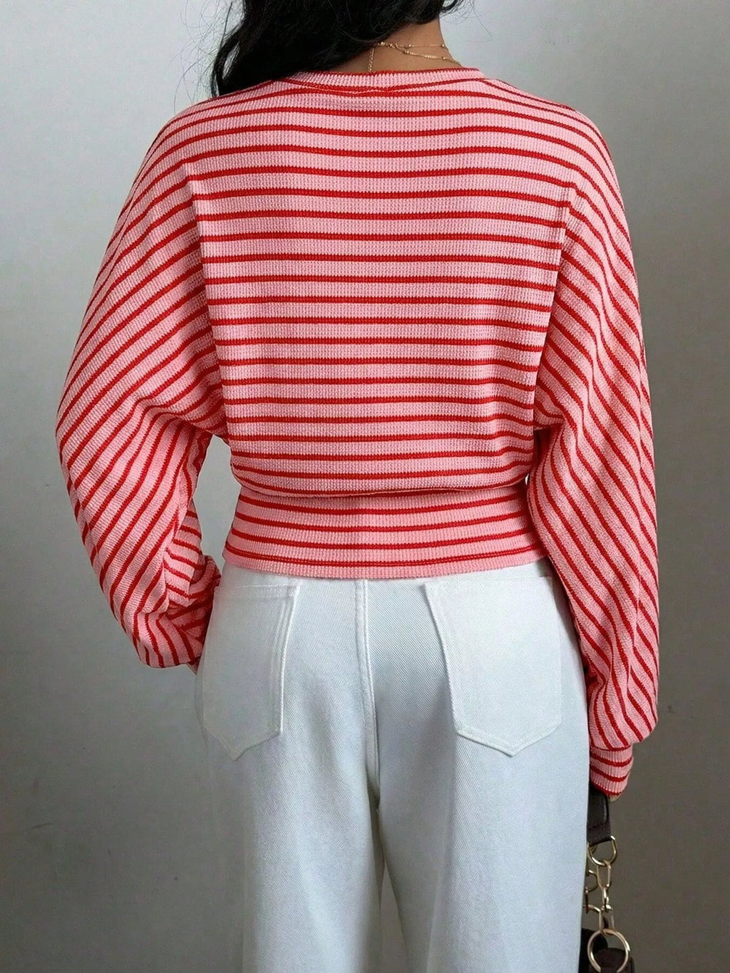 Casual Striped Batwing Sleeve T-shirt (20)