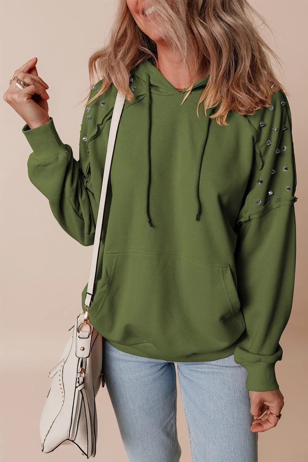 Rivet Drawstring Long Sleeve Hoodie (3)