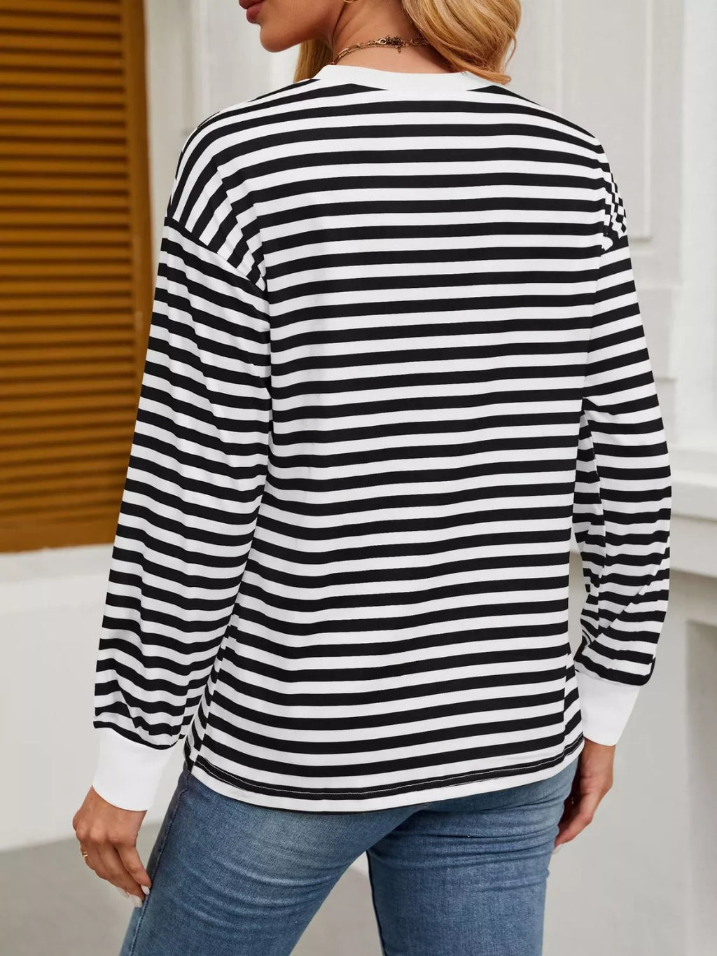 Striped Long Sleeve Casual T-shirt (18)
