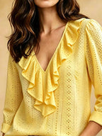 Eyelet Ruffle V-neck Blouse (8)