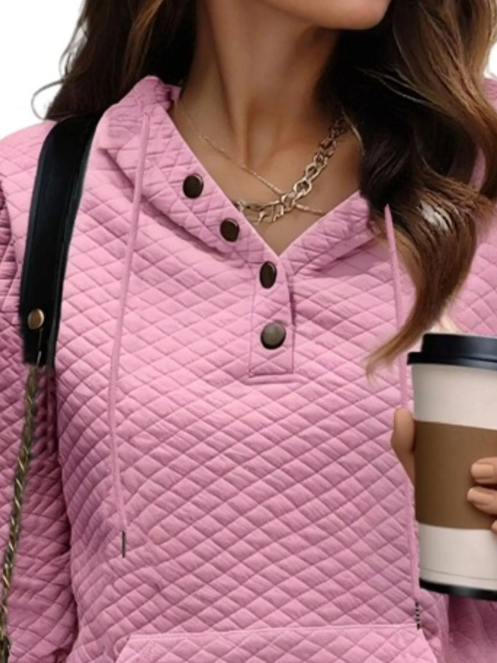 Drawstring Textured Dropped Shoulder Hoodie (12)